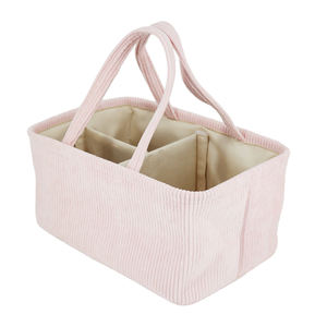 Bon prix Vente en gros Panier à couches en velours côtelé Organisateur Bin Nursery Storage Nappy Mommy Sac de transport avec poignées pour produit pour bébé - Product Image 1
