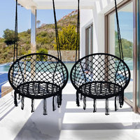 Hamac de jardin rond en coton, chaise suspendue pliante en macramé avec macramé