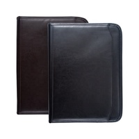 Porte-documents A4 en cuir, porte-documents à fermeture éclair avec calculatrice, porte-documents de conférence en PU