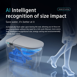 Nouvelle conception de toilette intelligente allongée avec capteur de pied à ouverture automatique, siphon en S, double chasse d'eau, bidet, siège chauffant et télécommande - Product Image 5