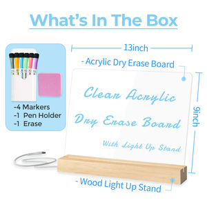 กระดานไวท์บอร์ดสีขาวใช้ซ้ำได้สำหรับการศึกษาบันทึกตารางการทำรายการฐานไม้ที่มีไฟ - Product Image 2