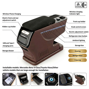 Boîte d'accoudoir <span class=keywords><strong>de</strong></span> luxe pour voiture, console centrale pour MPV et fourgonnette, rangement intérieur modifié, porte-gobelet, chargement USB sans fil, cuir premium - Product Image 4
