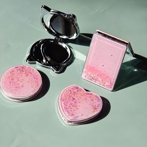 New Design <b>Small</b> Glitter Moving Sand Travel <b>Mirror</b> Heart Shape Double Sided Cosmetic <b>Mirror</b> - Product Image 3