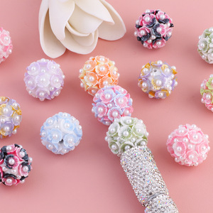 Acrylic Flower Pearl-Centered Flower Balls 20mm Beads with Straight Holes Colorful for <b>Phone</b> Chains Key Chains Bag Chains - Product Image 6