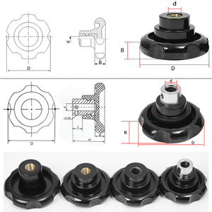 Bouton <span class=keywords><strong>de</strong></span> serrage en bakélite à <span class=keywords><strong>tête</strong></span> noire ondulée <span class=keywords><strong>de</strong></span> 50 mm avec filetage femelle M12 en plastique bakélite - Product Image 2