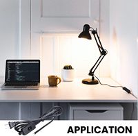 Cordon d'alimentation interrupteur marche/arrêt noir EU Premium de 1.8m avec extrémités dénudées pour le câblage de la lampe et les prises d'extension