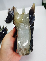 Vente en gros de sculptures de crânes en agate druzy géode de 3 à 5 pouces, sculptées à la main, en cristal de dragon, pour la décoration de la maison