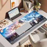 Tapis de souris XXL surdimensionné à motif floral personnalisé, imperméable, antidérapant, avec bordure renforcée