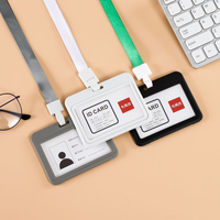 Porte-carte d'identité multicolore, étui rigide pour badge avec cordon, transparent double face, logo personnalisé en gros