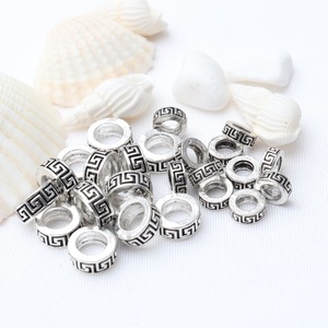 HP330 Anneaux d'espacement à grand diamètre en argent tibétain vintage à motif meander, en alliage anti-décoloration, accessoires de perles lâches <span class=keywords><strong>pour</strong></span> la fabrication de bijoux - Product Image 4