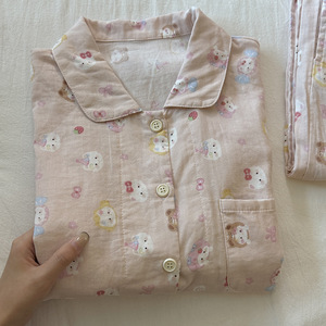 Pigiama da <span class=keywords><strong>donna</strong></span> in cotone con stampa cartoni animati, maniche corte, bottoni, due pezzi, pantaloncini, loungewear, personalizzabile, taglie forti, abbigliamento da notte - Product Image 6
