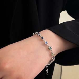 Yinruitai S925 Sterling Silver <b>Rainbow</b> Zirconia <b>Bracelet</b> Geometric Design Everyday Wear - Product Image 1