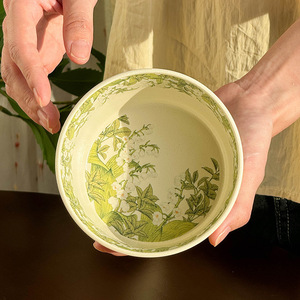 ชุดอาหารเซรามิกลายดอกลิลลี่ออฟวาลลีย์สีเขียว  ชามลายละเอียดสีสันสดใส สำหรับใช้ในบ้าน งานเลี้ยงอาหารค่ำ งานแต่งงาน คริสต์มาส จานสำหรับร้านอาหาร มีสินค้าพร้อมส่ง - Product Image 4