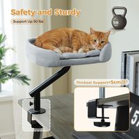 Lit de bureau pour chat en velours, rotatif à 360°, supports réglables, capacité de 50 lb, nid douillet |   Support de bureau surélevé robuste avec pince, écologique pour chats
