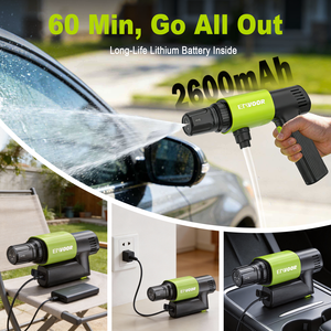 Nettoyeur haute pression <span class=keywords><strong>pliable</strong></span> 15 bars avec écran LCD intelligent, buse 4 en 1, batterie longue durée 2600 mAh, kit d'accessoires 5 pièces - Product Image 6