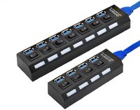 Hub USB3.0 dengan 7 Port, Adaptor Daya, Bahan Plastik, Tanpa Dukungan SD, Tersedia