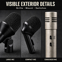 Microphone de batterie NXN-7PC – Kit portable avec micro dynamique filaire pour diffusion en direct