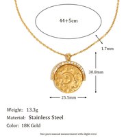 Cross Border Cool Cool Wind All Geometric Creative Item Pendentif en acier inoxydable plaqué 18K Venus Moon Coin Pendentif Collier