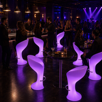 Tabouret de bar moderne à LED, en PE rotomoulé, avec éclairage RGB, chaise de bar lumineuse, étanche IP65, pour bar, club, hôtel, événement, fête