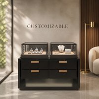 Comptoir de présentation de bijoux personnalisé avec éclairage LED et vitrine en verre pour boutique de bijoux de marque, distributeur et design d'intérieur