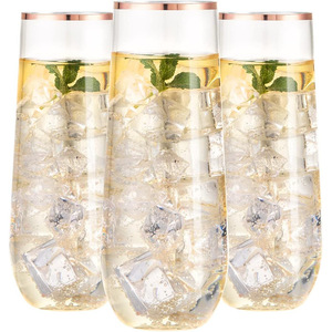 Vasos de cristal Verres à vin sans pied en plastique PET transparent bon marché Logo personnalisé gobelet sans tige - Product Image 4