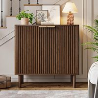 Buffet de rangement en noyer, meuble d'appoint moderne cannelé avec portes, console de bar à café pour salon