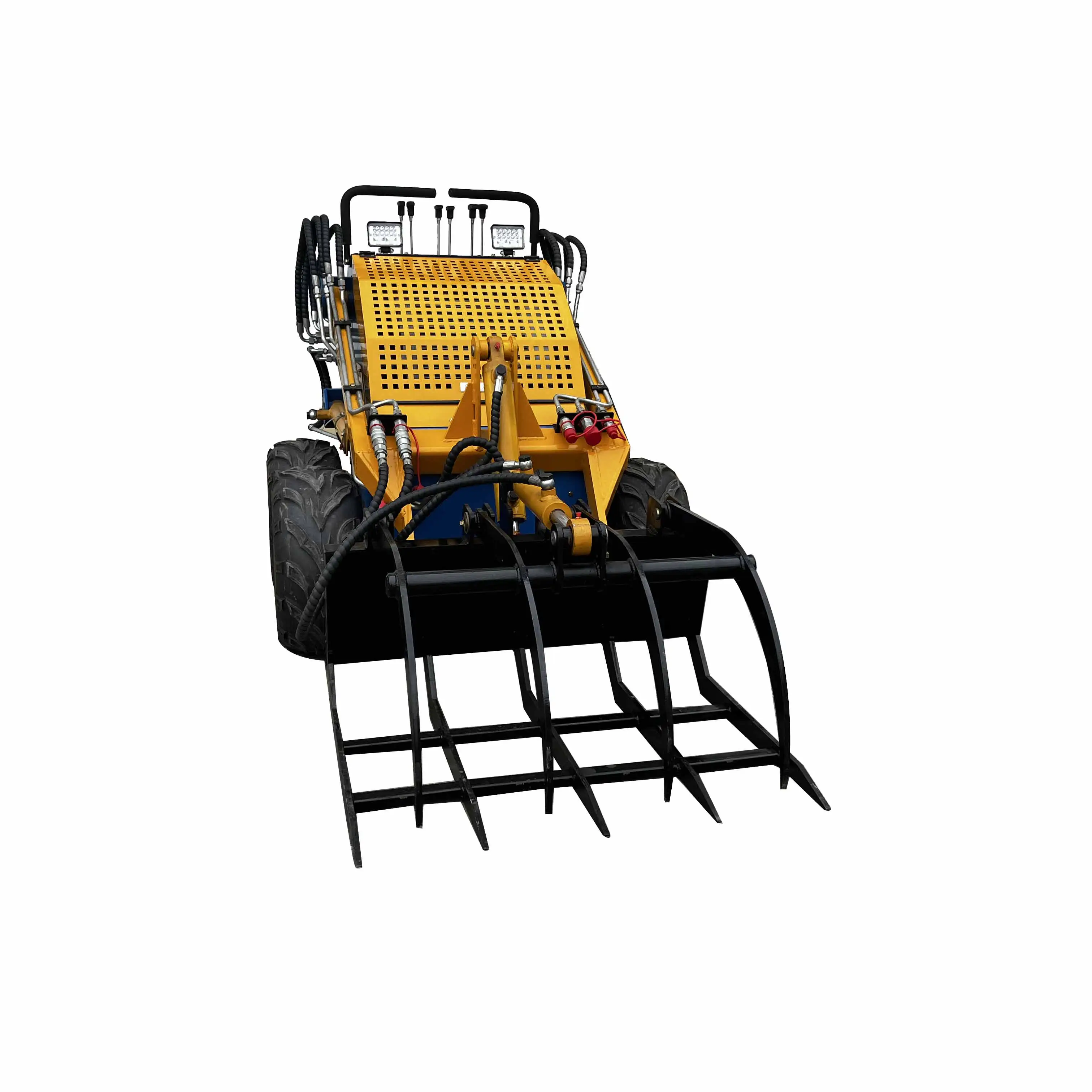 good quality mini skid steer grapple front end loader with log grapple wheel loader grapple forks made in China