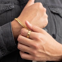 Bague Wilshire en acier inoxydable plaqué or 14 carats argent noir or pour homme Milskye Fashion