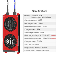 Daly — bms intelligent 3S 150a 12V UART, Li-ion, carte de Protection de la batterie pour moteur de perceuse, 16.8V 18650 chargeur PCB