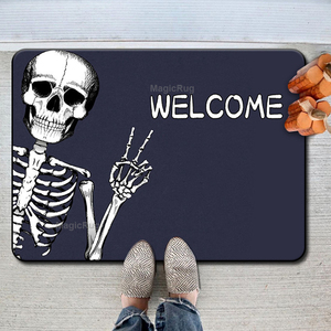 Felpudo personalizado de Halloween Ghost Boo con logotipo, alfombrilla de suelo de animación de dibujos animados, alfombrillas antideslizantes negras para puerta de <span class=keywords><strong>Terror</strong></span> - Product Image 6