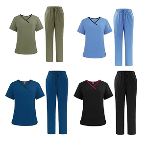 Divisa Infermiera Donna alla Moda del Produttore, Set Camice <span class=keywords><strong>Medico</strong></span> a Maniche Corte Opaco e Pantaloni, Personalizzabile con Logo per <span class=keywords><strong>Lavoro</strong></span> <span class=keywords><strong>Medico</strong></span> - Product Image 1