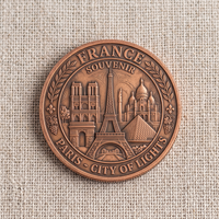Pièce commémorative en cuivre massif 3D en relief, personnalisée, directement de l'usine, thème France Paris Tourisme, pour l'approvisionnement des magasins touristiques