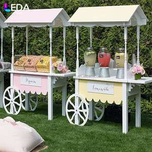 Carrito de Dulces LEDA de Lujo para Bodas, Color Blanco, con Decoración de Flores Artificiales, Carrito Móvil de Dulces para Despedida de Soltera - Product Image 6