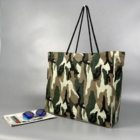 Sac en coton avec logo coloré, motif camouflage, poignée en corde de coton, sac de shopping en plastique