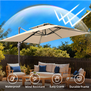 <span class=keywords><strong>Parasol</strong></span> de terrasse anti-UV pour piscine d'hôtel, résistant au vent, avec structure en aluminium, 3*3m, avec éclairage LED - Product Image 3