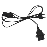 Support de lampe à prise EU noir blanc avec interrupteur E27