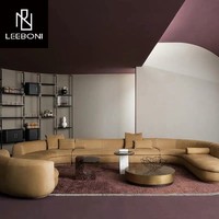 Italienisches modulares Luxus-Schnitts ofa Modernes Leder-oder Stoff material Half Moon Round Luxury Sofa Set