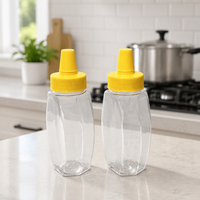 Bouteille vide en PET de 170 ml pour condiments avec bouchon doseur rotatif, distributeur en plastique transparent facetté, logo personnalisé, vente en gros alimentaire