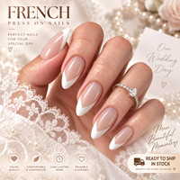 Fengshangmei Prêt à expédier Best-seller transfrontalier en stock Faux ongles à presser en V rouge, blanc, jaune, nude, amande