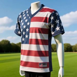 Camiseta Deportiva Personalizada de Secado Rápido, Estilo Boxy, con Diseño de la Bandera Americana, para Fútbol Americano - Product Image 3
