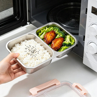 Boîte à lunch isotherme portable en titane pur à compartiments, étanche et scellée, pour étudiants et employés de bureau