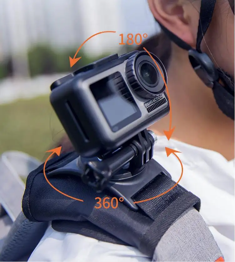 360 Degree Rotating Strap Mount Shoulder Backpack Mount for GoPros HEROs 10/9/8/7/DJI Osmo Action Camera