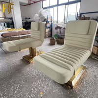 Lit de soin électrique professionnel de luxe en acier inoxydable doré, 3 moteurs, courbé, pour salon de beauté, spa, table de massage, lit de beauté pour les cils