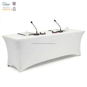 Housse de table ronde extensible en spandex blanc moderne de 90 pouces, imperméable et écologique, pour mariage - Product Image 1