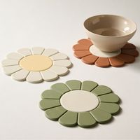Sous-plat créatif en silicone anti-brûlure style nordique tournesol, résistant aux hautes températures pour table à manger