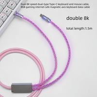 Câble de clavier et souris 2-en-1 100W double 8K avec RGB pour gaming et cybercafé, câble de données de clavier à axe magnétique