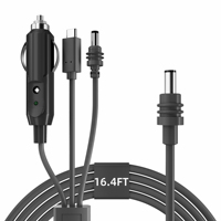 Câble d'alimentation USB-C vers DC 100W 5M (16,4FT) 3-en-1 avec adaptateur allume-cigare pour mini parabole satellite
