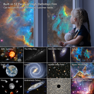 Lámpara Proyector LED Moderna de 13 Películas con Forma de Globo Terráqueo, Tierra, Luna y Estrellas para Dormitorio Infantil, Alimentación USB, Pantalla Negra y Blanca, DIY - Product Image 4