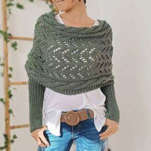 New Design Fashion Knitted <b>Shawls</b> with Elongated Double Sleeves Comfortable Hollowed Out Travel <b>Wrap</b> for Women YHK0041 - Product Image 1