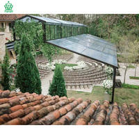 Vente directe - Structure de tente d'événement professionnelle avec grande couverture transparente et cadre noir pour mariage, fête ou événement